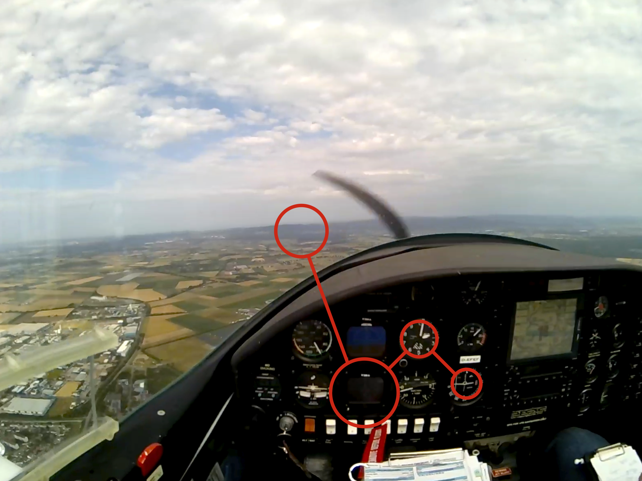 Eye-tracking recording inside the cockpit